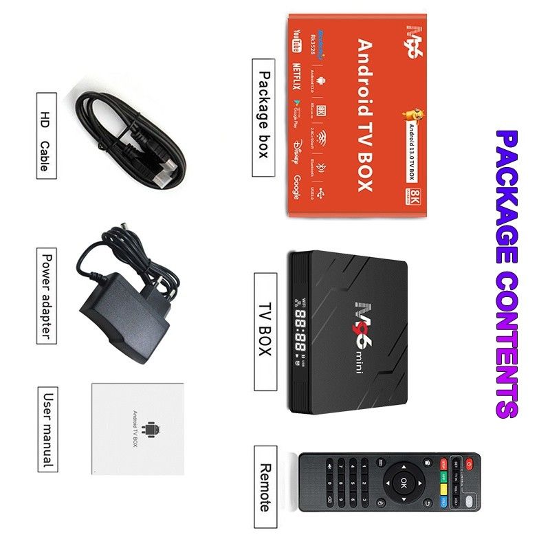 Android 13.0 TV Box M96 ミニ 4GB DDR4 RAM 2.4G 5G BT5.0WIFI6